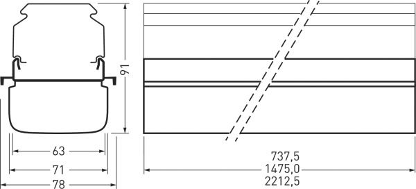 LED-Geräteträger 48W E-Line Fix 4000K ws 8400lm 1LED elektr.Trafo IP50