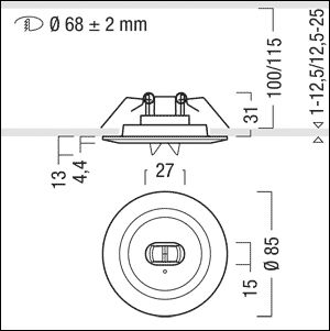 LED-Sicherheitsleuchte 3,8W 4000K 332lm IP40 EB 2LEDs Einb ÜberwBaust zentral