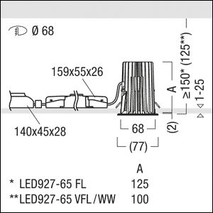 LED-Einbaustrahler 19W 2700-6500K 750lm Konv ws 1LED Alu IP20 mt RF:hochglänzend
