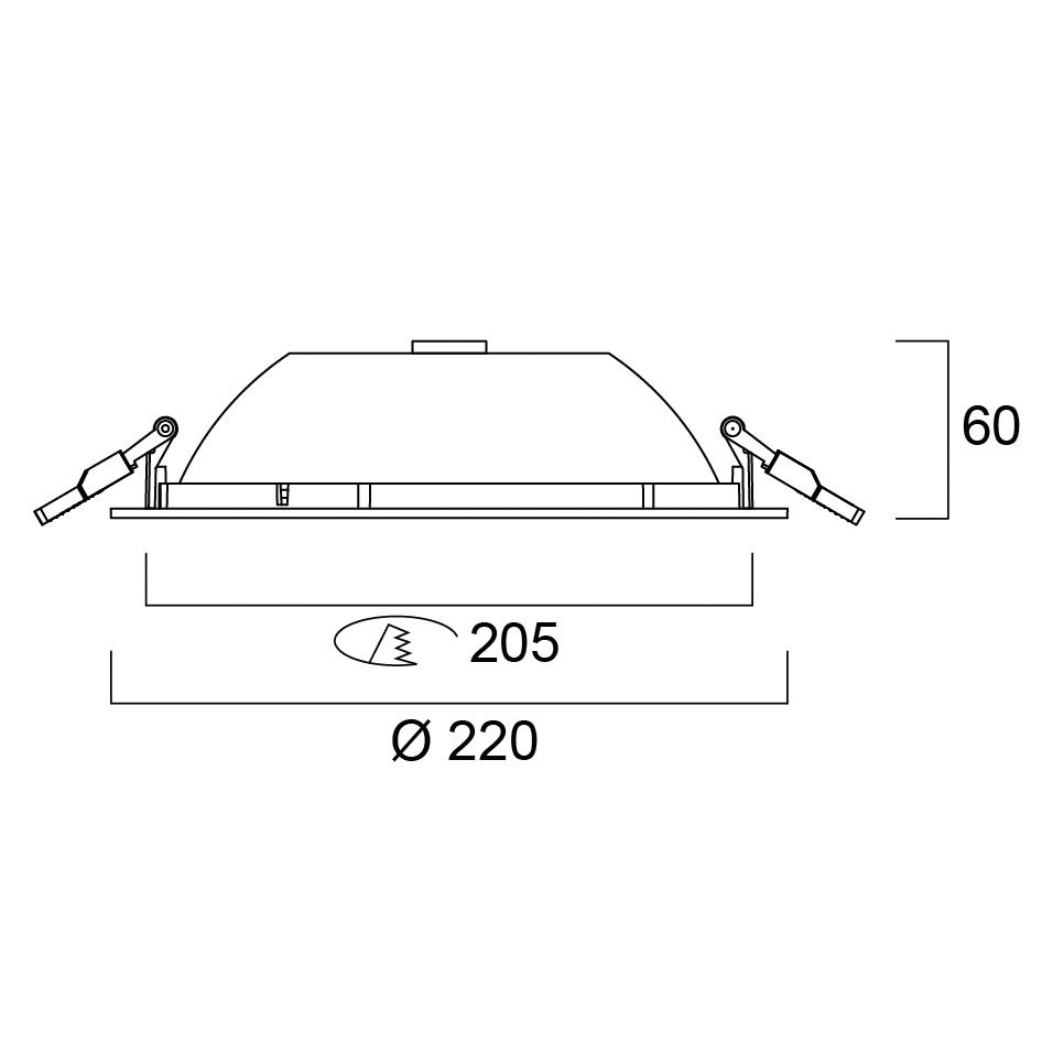 LED-Einbaustrahler 20W 3000K 1950lm Konv DALI Dimmung DALI 1LED Alu IP44 ws mt