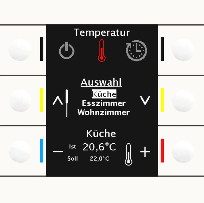 Bedienelement KNX KNX UP Kst ws UP m.Display 6Bet Status-LED
