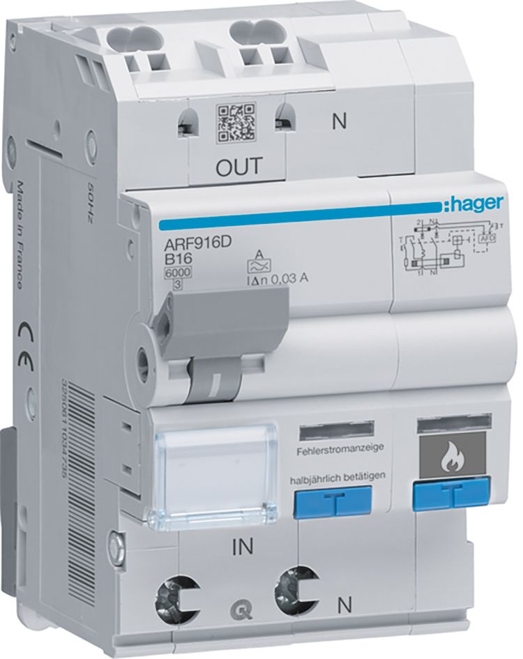Brandschutzschalter 2p 230V B16A 0,03A A 3TE Mitschaltender Neutralleiter