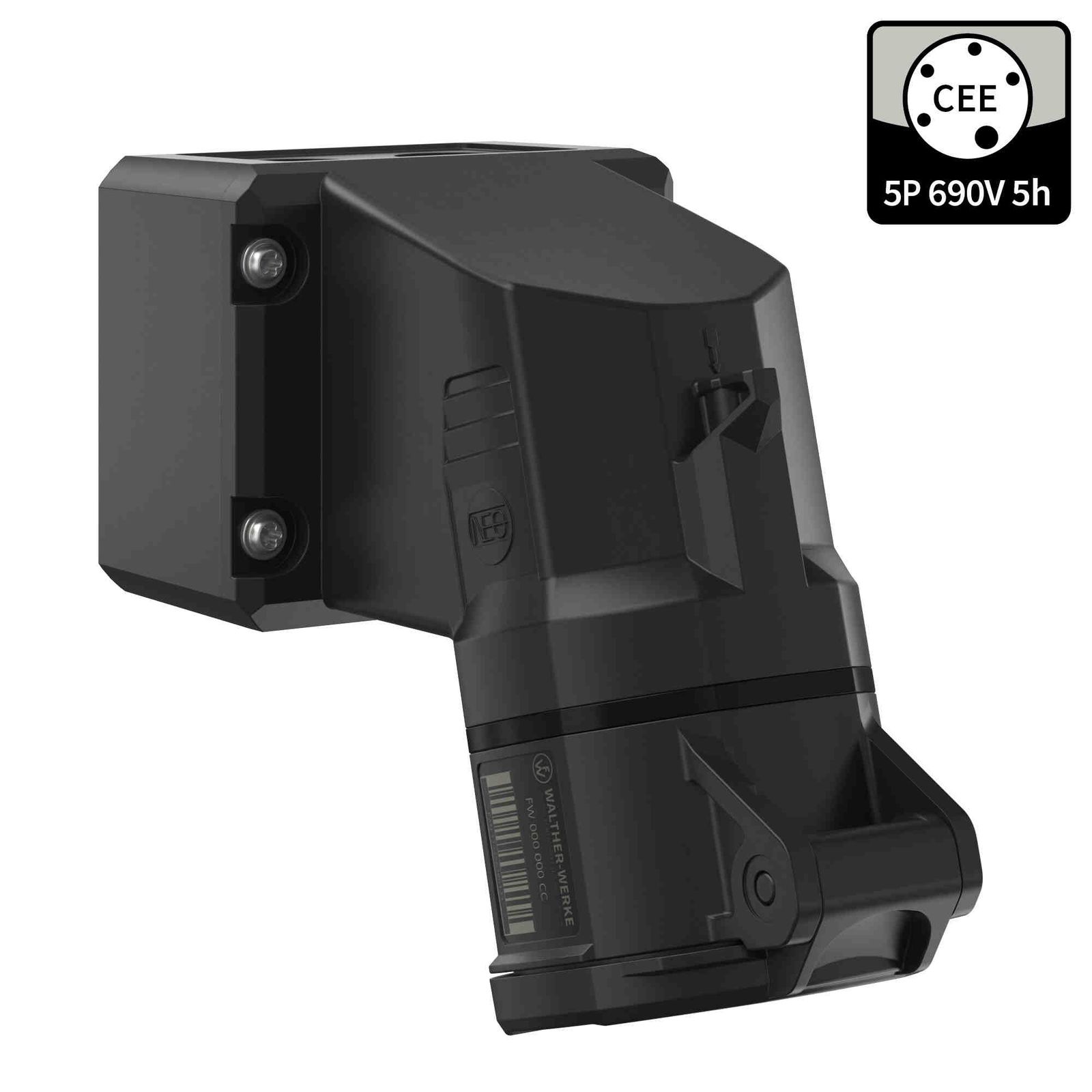 CEE-Steckdose 5p 16A 5h 600-690V/sw IP54 AP Schraubkl Kst