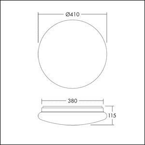 LED-Kunststoffleuchte 30W 3000-4000K 2550lm ws Konv IP44 Ø410x115mm