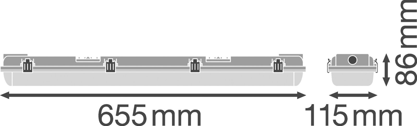Anbaugehäuse gr Kst G13 L651mm B107mm H75mm