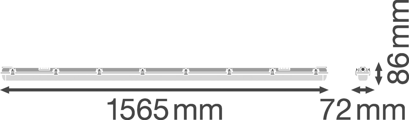 Anbaugehäuse gr Kst G13 L1561mm B69mm H75mm
