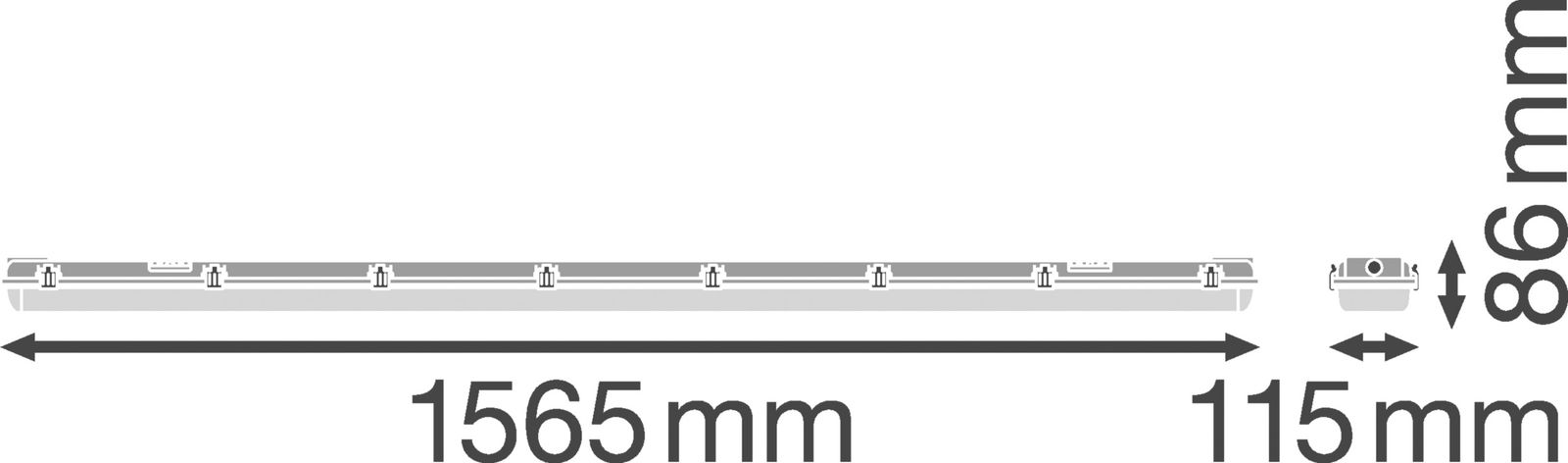 Anbaugehäuse gr Kst G13 L1561mm B107mm H75mm