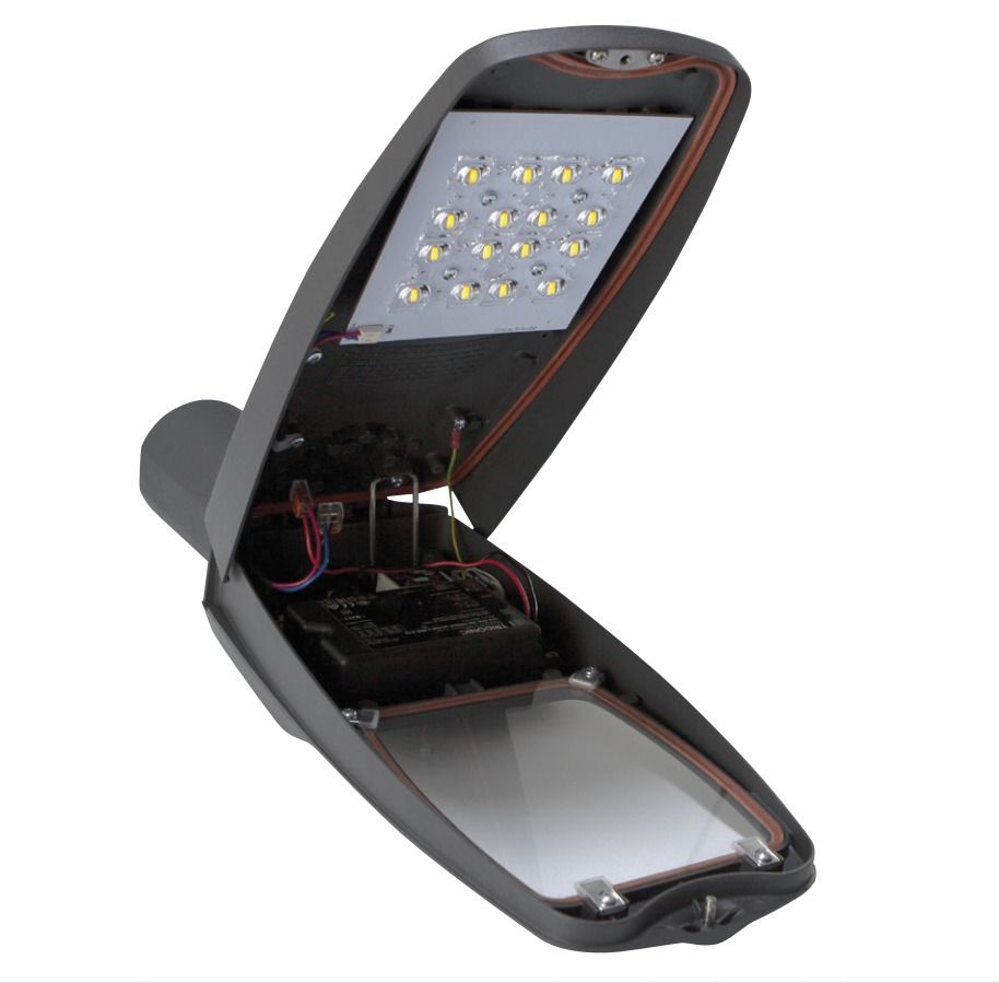 LED-Straßenleuchte 40W TURO Aufs/Ans sw 76mm 4000K 5000lm elektr.Trafo Alu Gl_tr