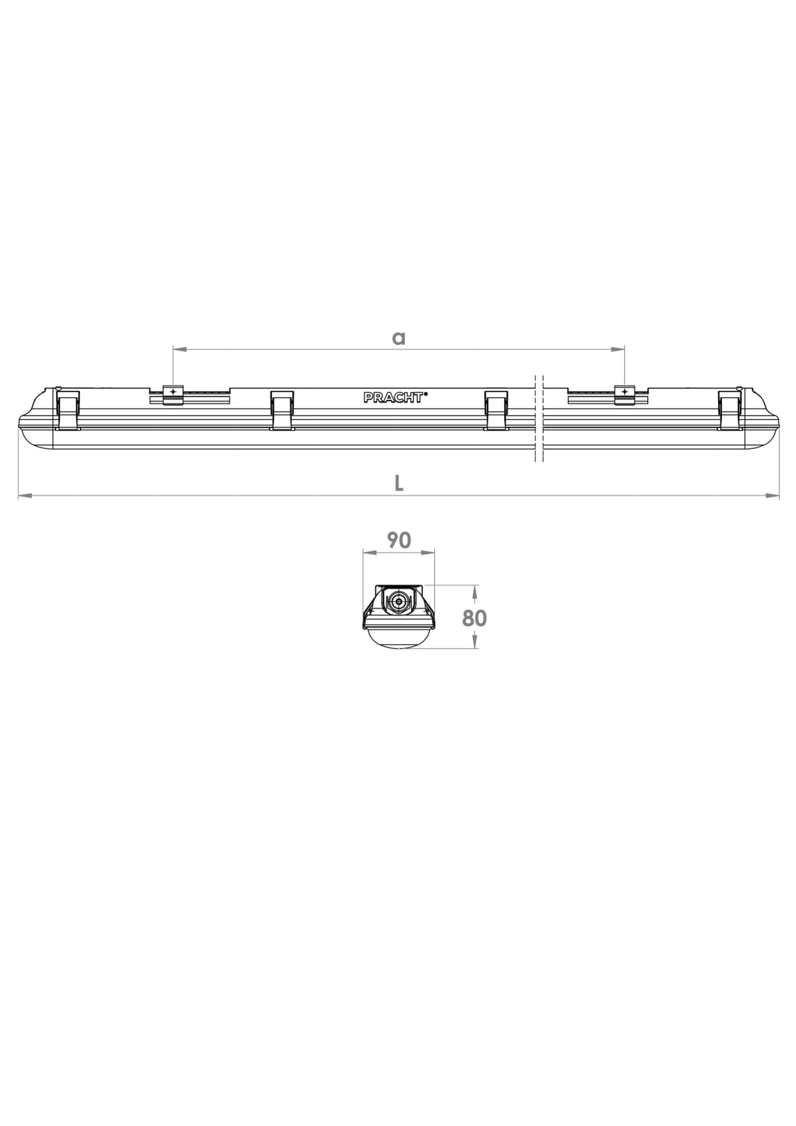 LED-Feuchtraumleuchte LUNA PRO 47W 4000K 6500lm ws Konv IP65 1500x90x80mm