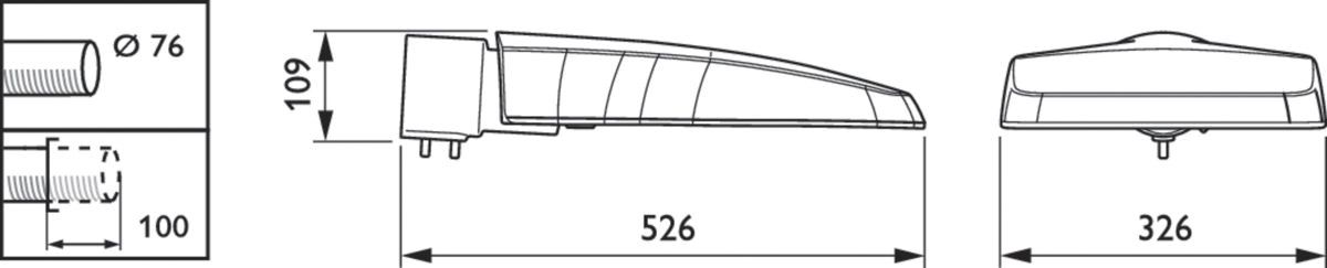LED-Straßenleuchte 40,5W ClearWay 4000K Aufs/Ans 48-76mm 5880lm gr elektr.Trafo