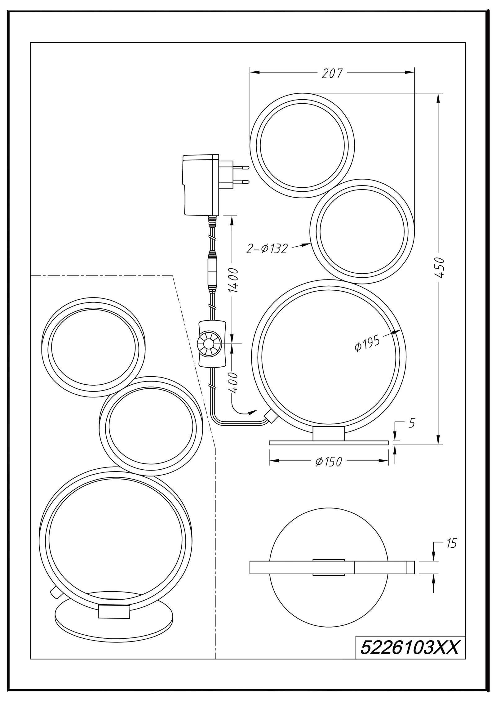 LED-Wohnraumleuchte 17W RONDO 3000K 1LED 1900lm Konv elektr.Trafo sw m.Schalter