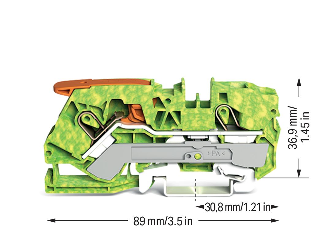 Schutzleiter-Reihenklemme 0,5-10qmm gn/ge 1Etage APL_erf. Hutschiene TH35