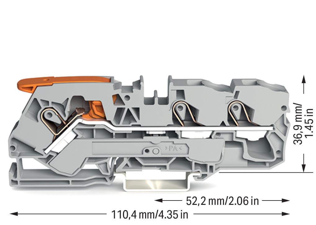 Reihenklemme 0,5-10qmm 1Etage 3kl gr 57A TS35 Hutschiene TH35