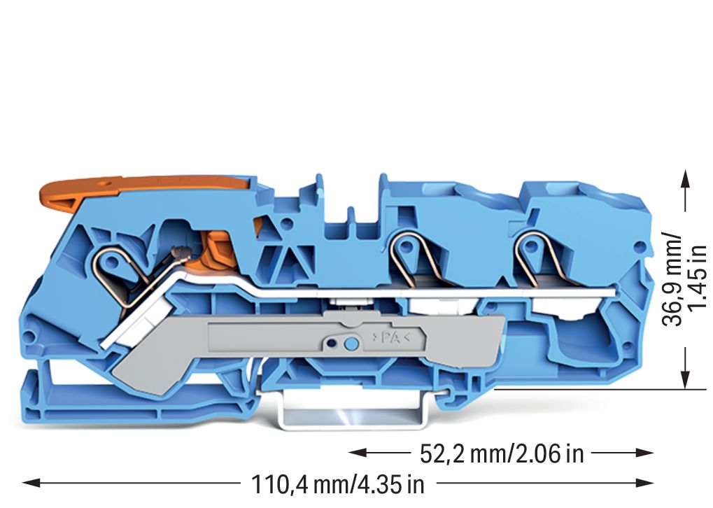 Reihenklemme 0,5-10qmm 1Etage 3kl bl 57A TS35 Hutschiene TH35