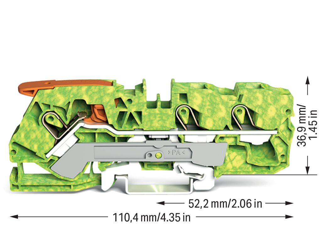 Schutzleiter-Reihenklemme 0,5-10qmm gn/ge 1Etage APL_erf. Hutschiene TH35