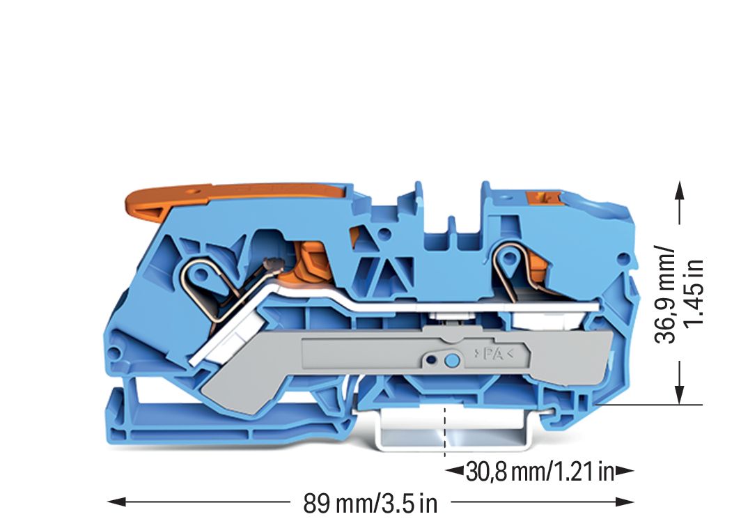 Reihenklemme 0,5-10qmm 1Etage 2kl bl 57A TS35 Hutschiene TH35