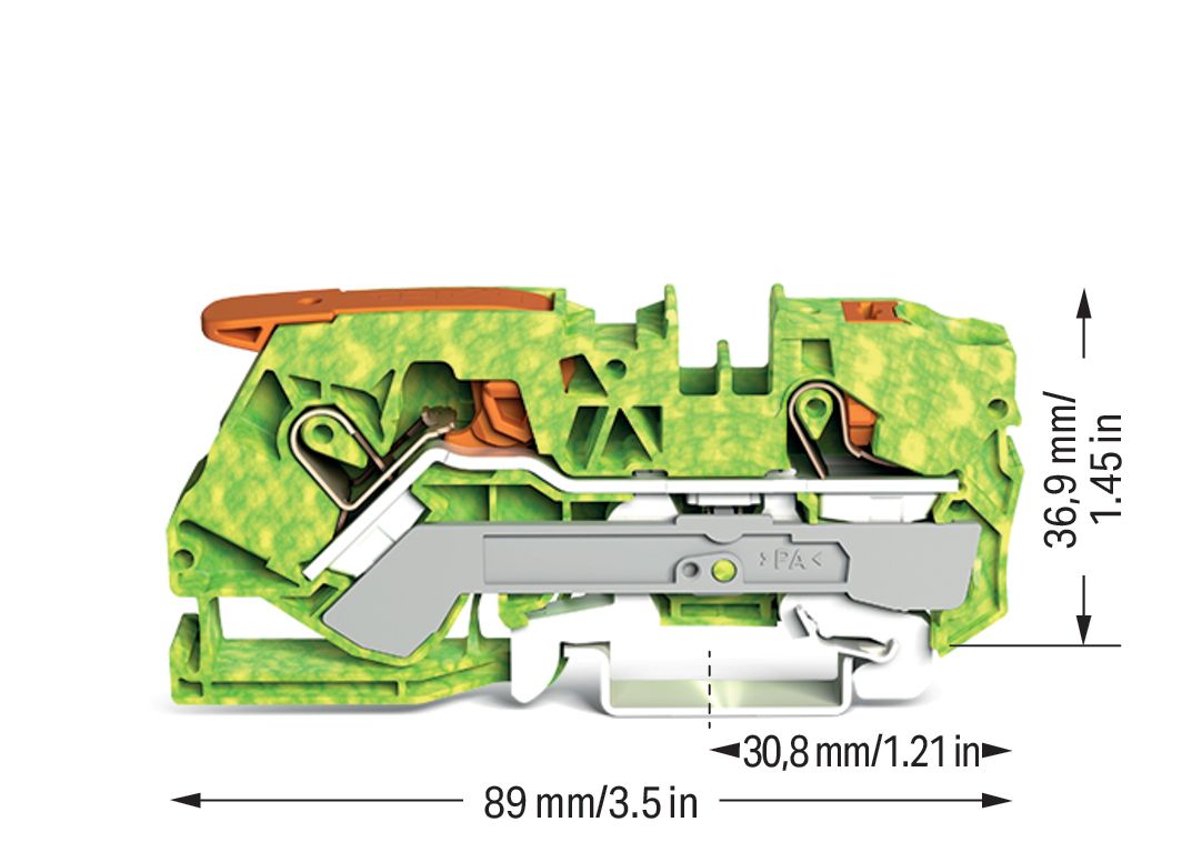 Schutzleiter-Reihenklemme 0,5-10qmm gn/ge 1Etage APL_erf. Hutschiene TH35