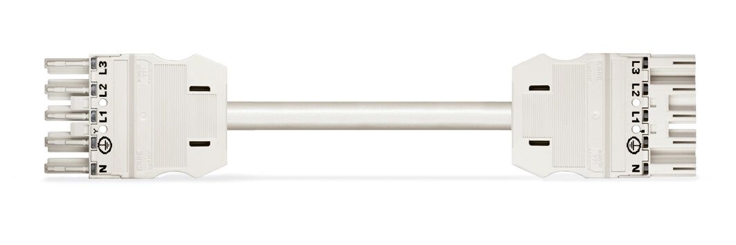 Geräteanschlussleitung 5p H05Z1Z1-F ws 2,5qmm L7000mm 5x2,5qmm Buchse Stecker