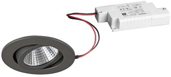 LED-Einbaustrahler 6W 3000K 730lm Konv ti mt 1LED Alu IP65 titan Steck Ø/EB68mm