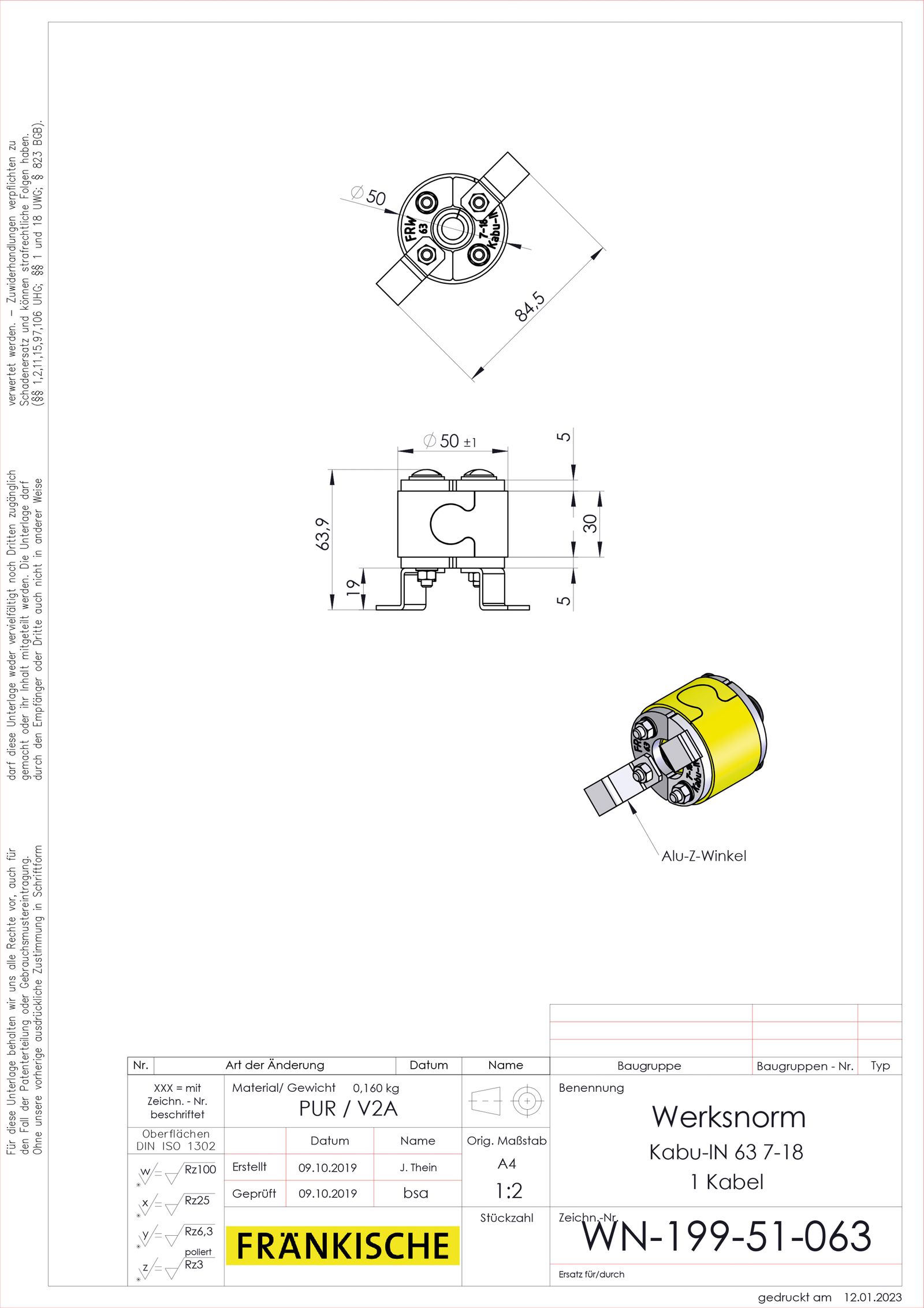 Mauerdurchführung Ø50-54m Ø9-18mm L30mm Pressringdichtung