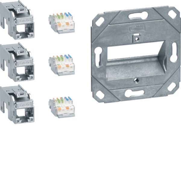 Anschlussdose Cat6A 3xRJ45 Kanaleinb schräg