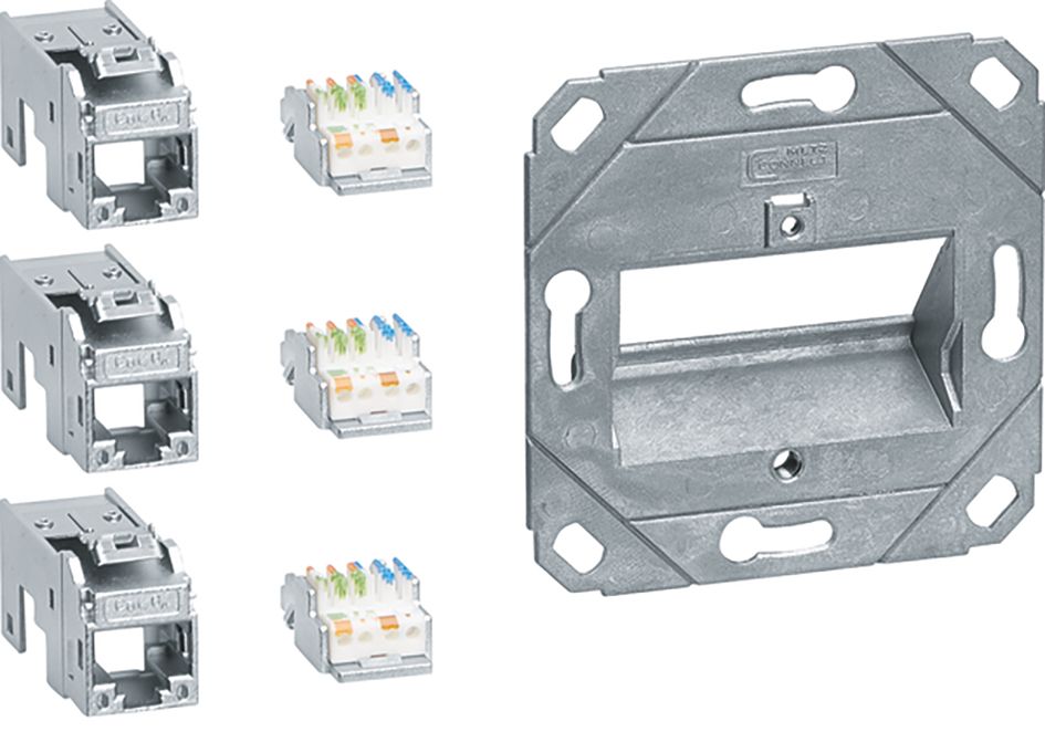 Anschlussdose Cat6A 3xRJ45 Kanaleinb schräg
