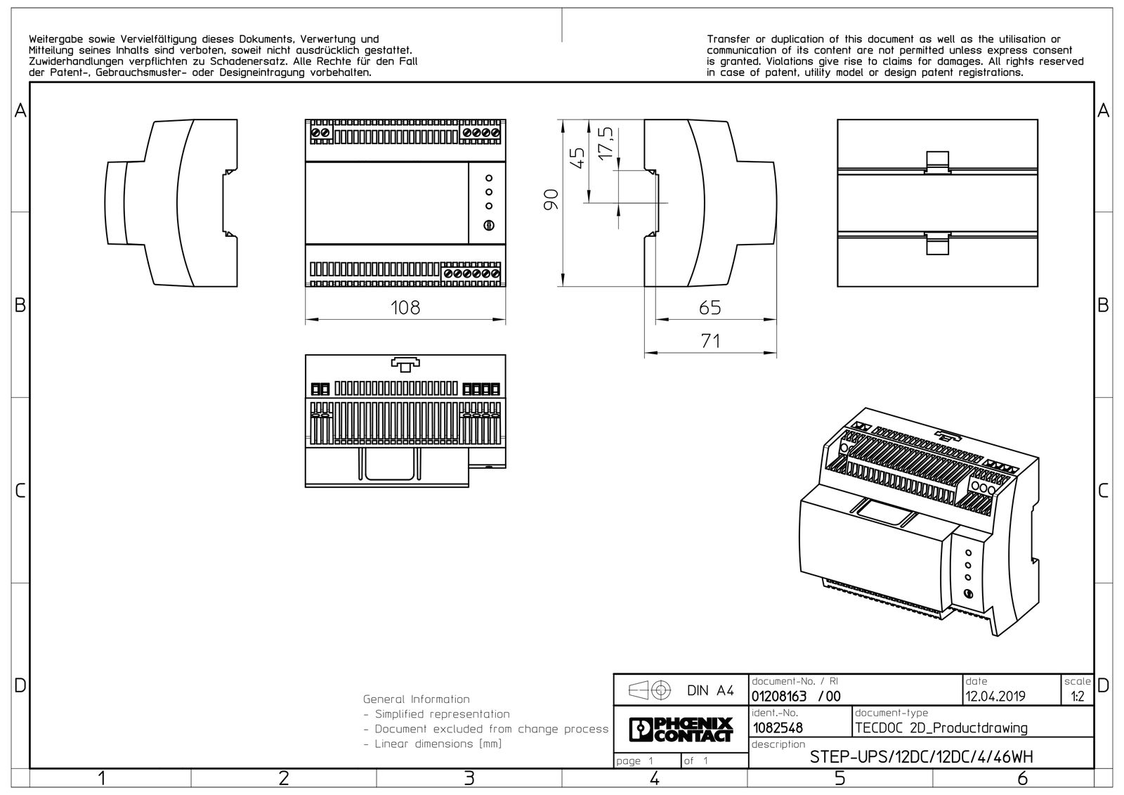 USV REG Line-Interakt 48VA 10-16,5V 108x90x71mm
