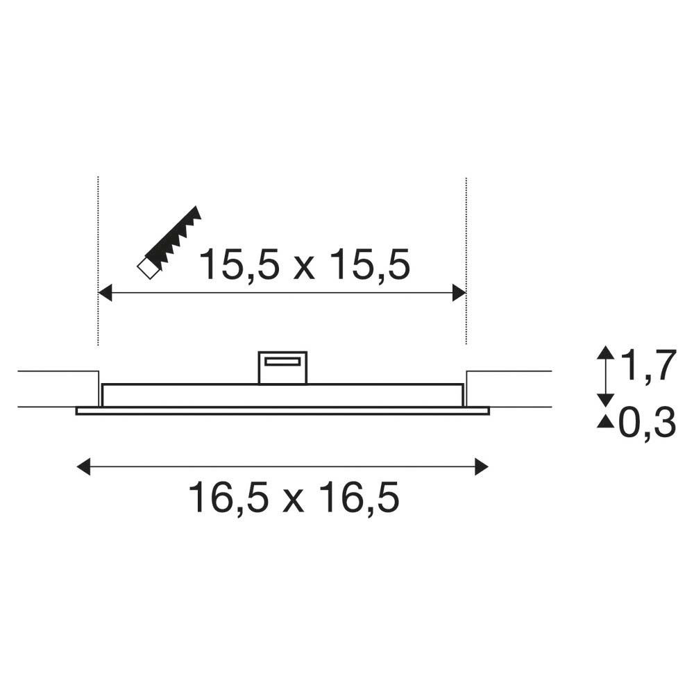 LED-Einbaustrahler 9,7W 3000K Konv ws mt IP20 1LED Alu 165x165x20mm