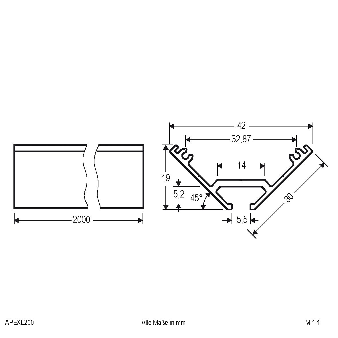 Eckprofil alu mt Alu 2000x30x30mm