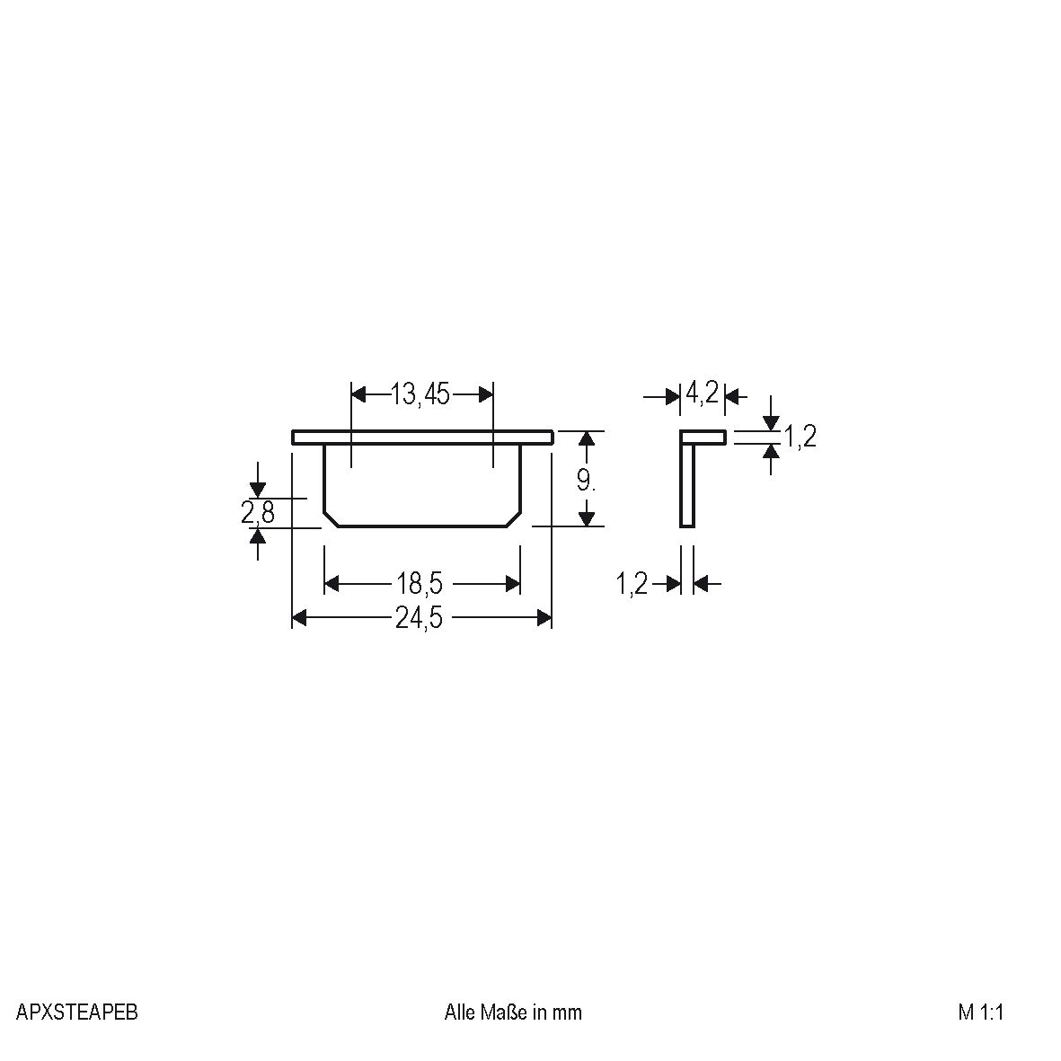 Endkappe alu L4,2mm B24,5mm H18,5mm