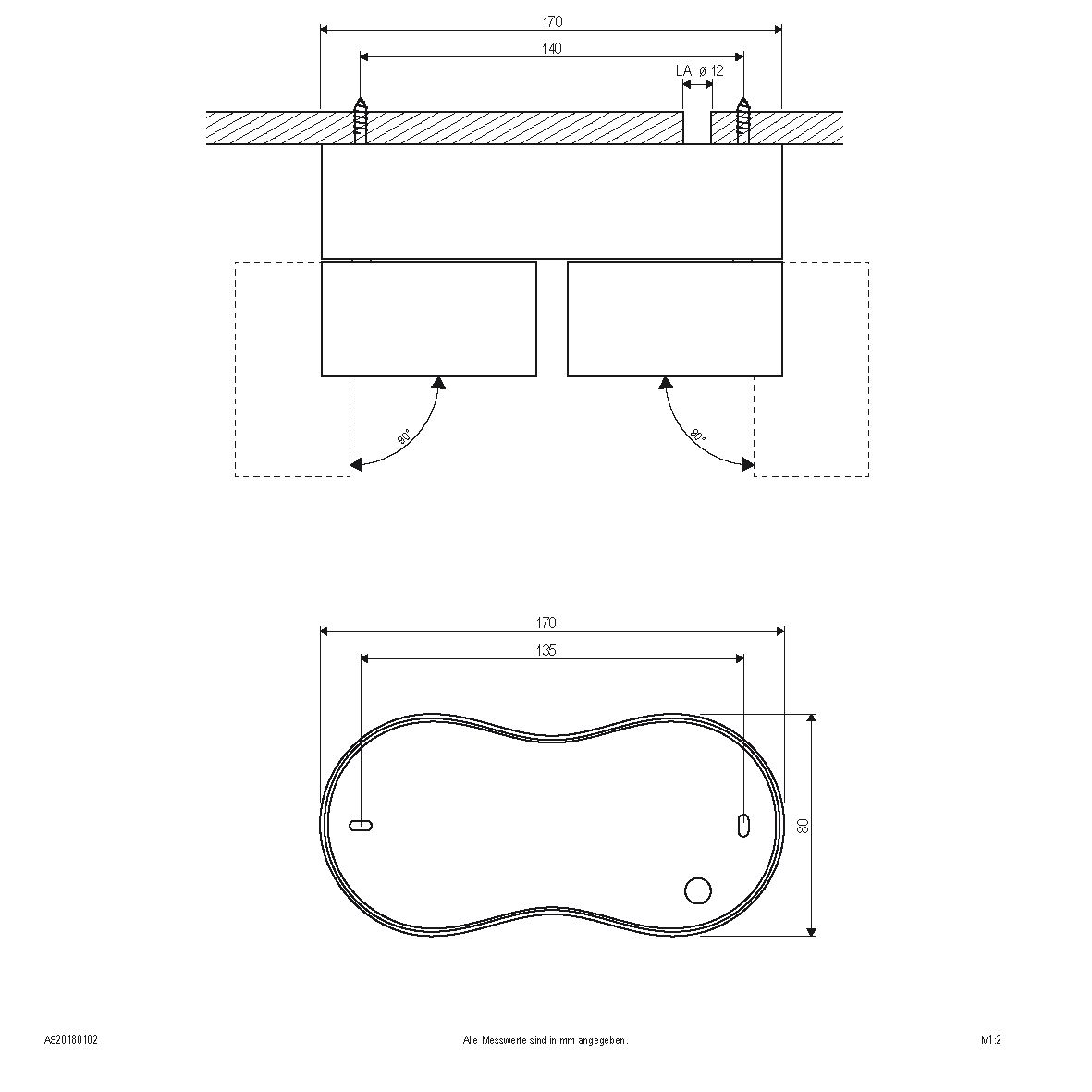 LED-Anbaustrahler 18W 3000K 1500lm Konv ws mt 2LEDs Alu IP20 RF:hochglänzend