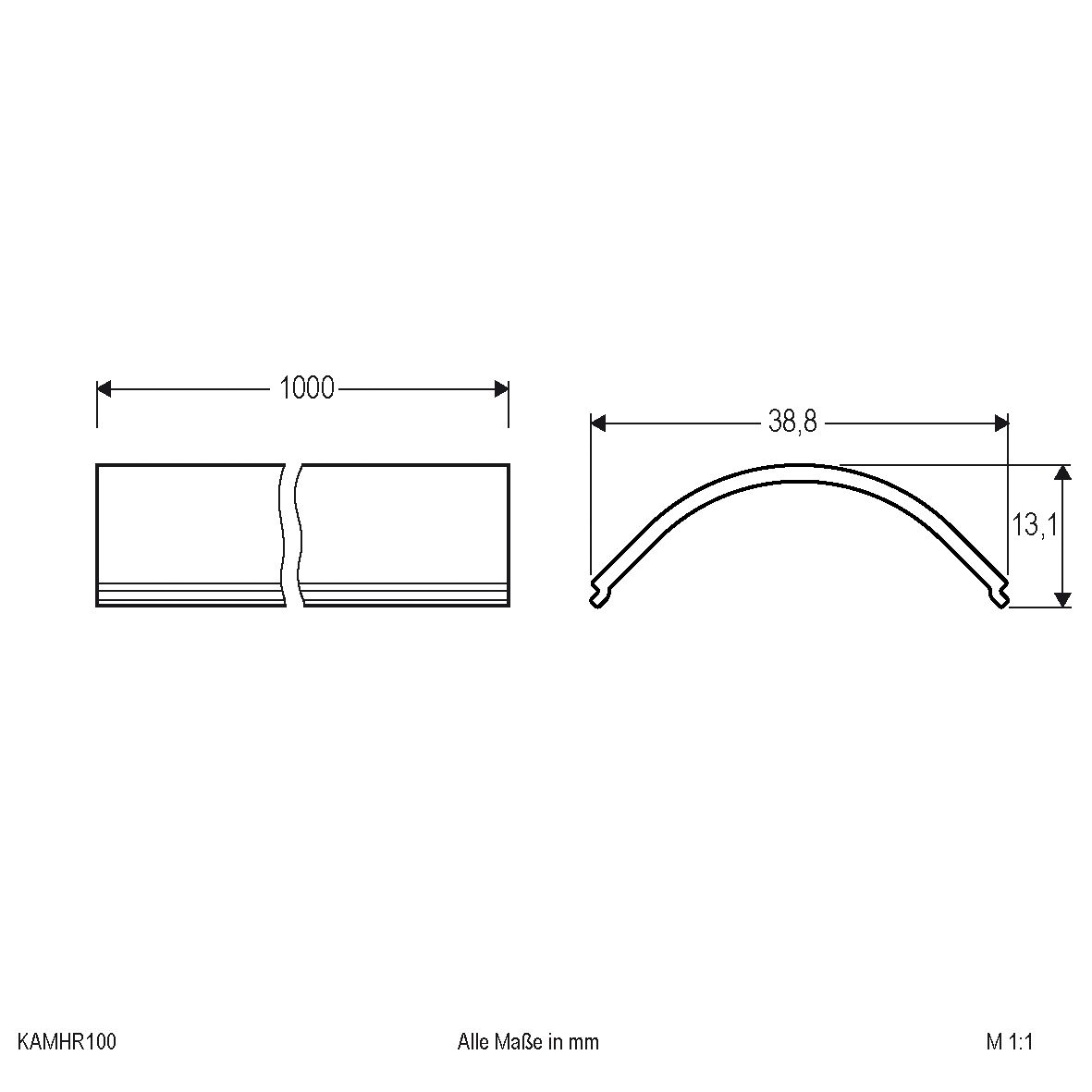 Abblendung APEXL sym direkt Kst 1000x38x13,1mm