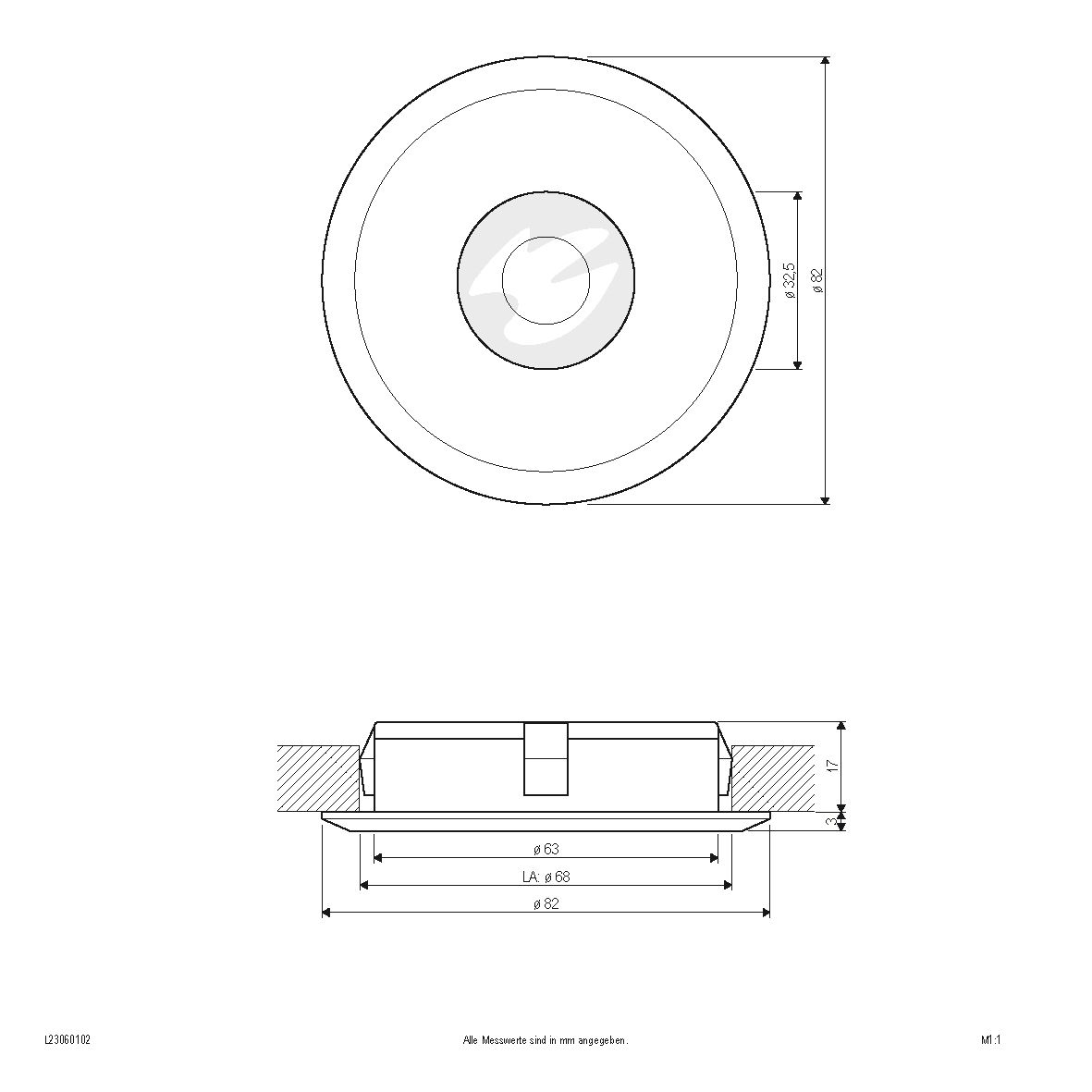 LED-Deckeneinbauleuchte 6W 3000K 480lm ws IP20 Ø82x20mm