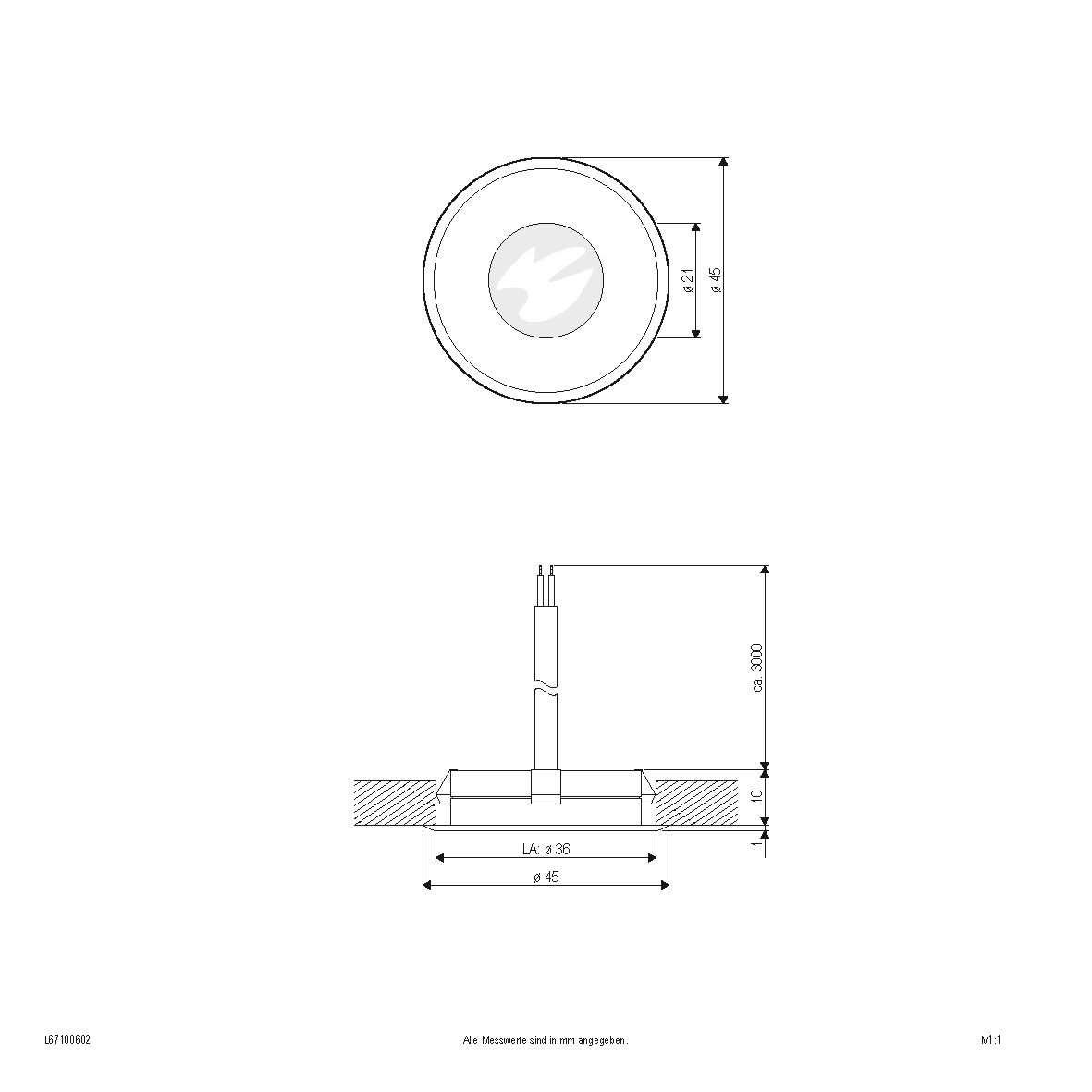 LED-Bodeneinbauleuchte 0,6W 3000K IP67 Konv LED nicht austauschbar 1LED edst