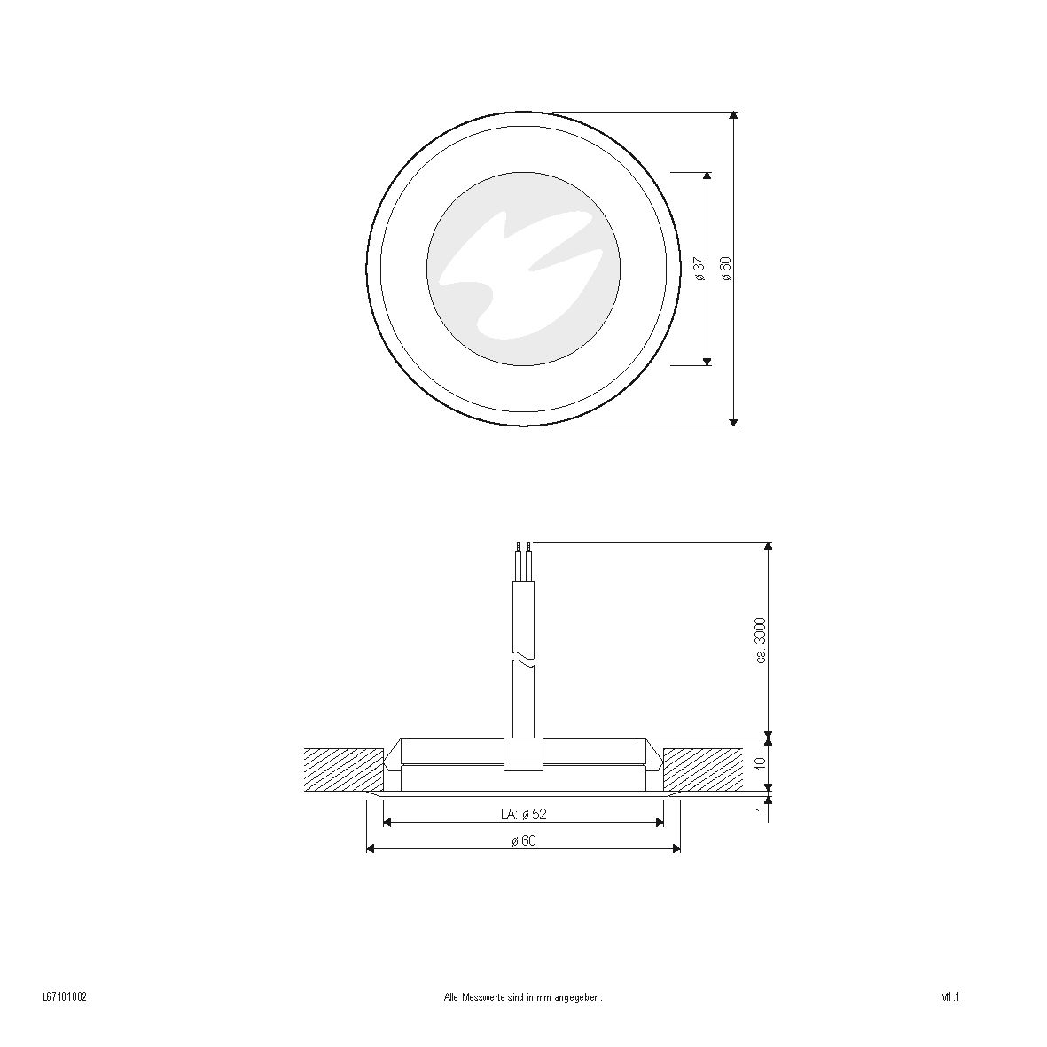 LED-Bodeneinbauleuchte 1W 3000K 47lm IP67 Konv LED nicht austauschbar 1LED
