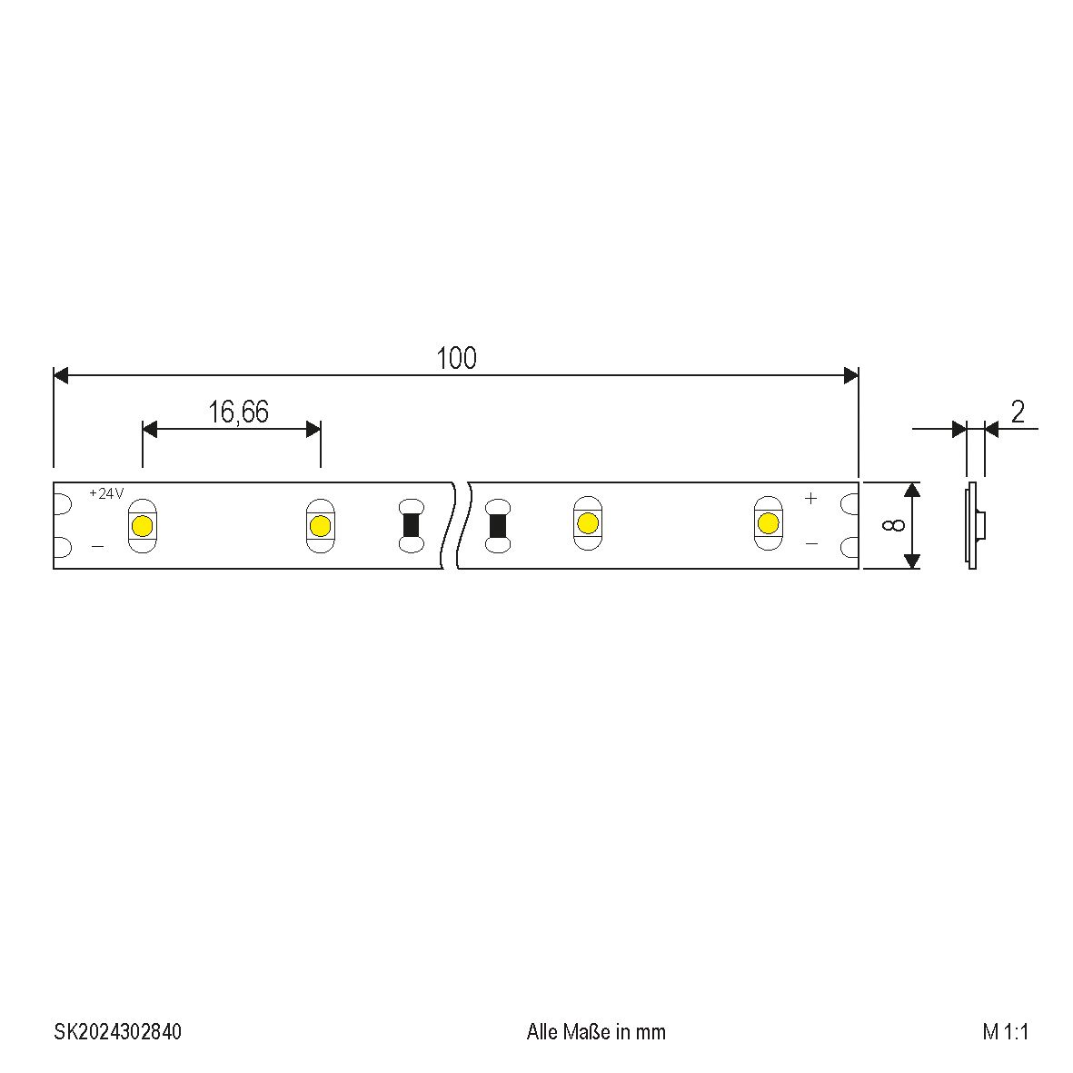 LED-Lichtband 4,8W/m konfekt. ws 4000K LED nicht austauschbar 60Stk/m IP20 DC