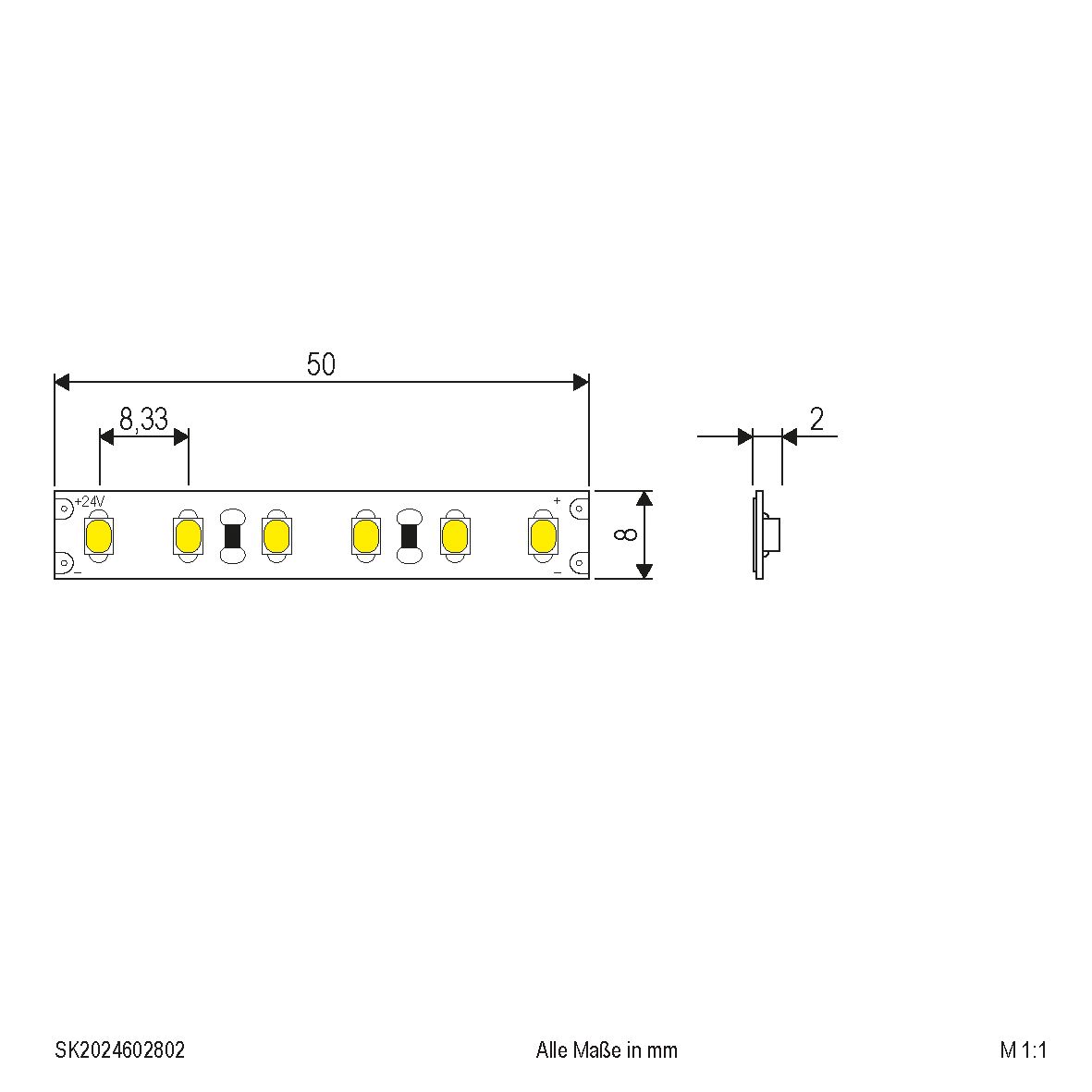 LED-Lichtband 9,6W/m konfekt. ws 3000K LED nicht austauschbar 120Stk/m IP20 DC