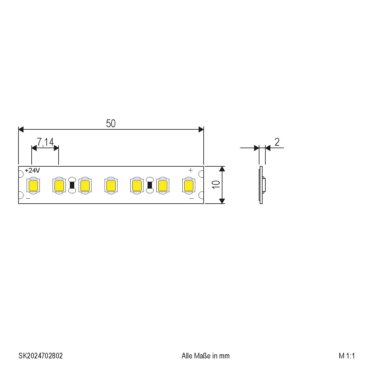 LED-Lichtband 14,4W/m ws 3000K 140Stk/m IP20 LED nicht austauschbar 5000mm DC