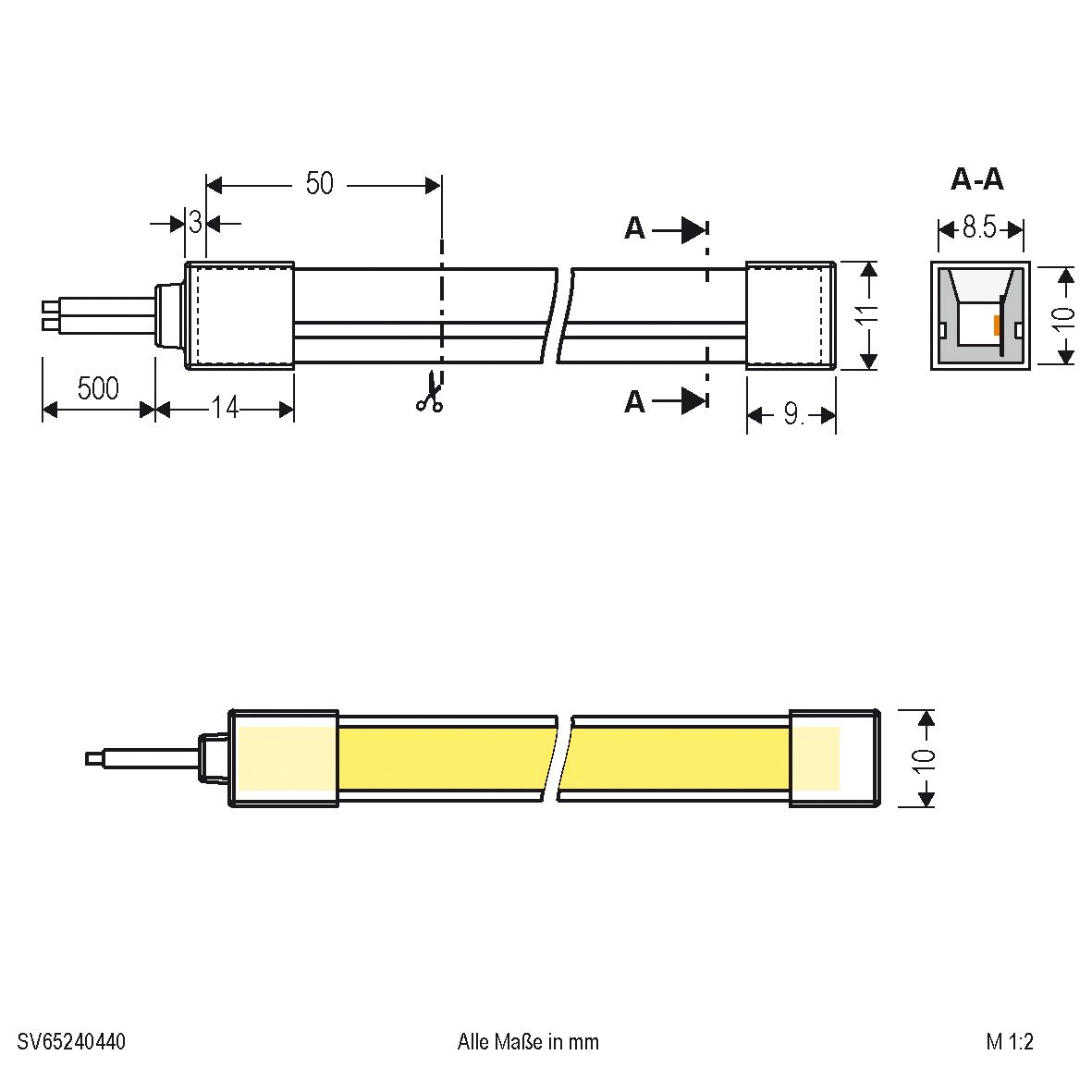 LED-Lichtschlauch 4W/m Neon-Flex 4000K konfekt. ws LED nicht austauschbar IP65