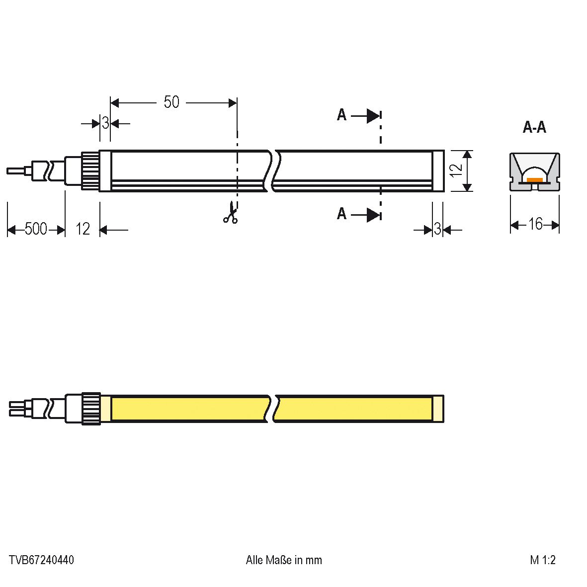 LED-Lichtschlauch 4W/m Neon-Flex 4000K konfekt. ws LED nicht austauschbar IP67