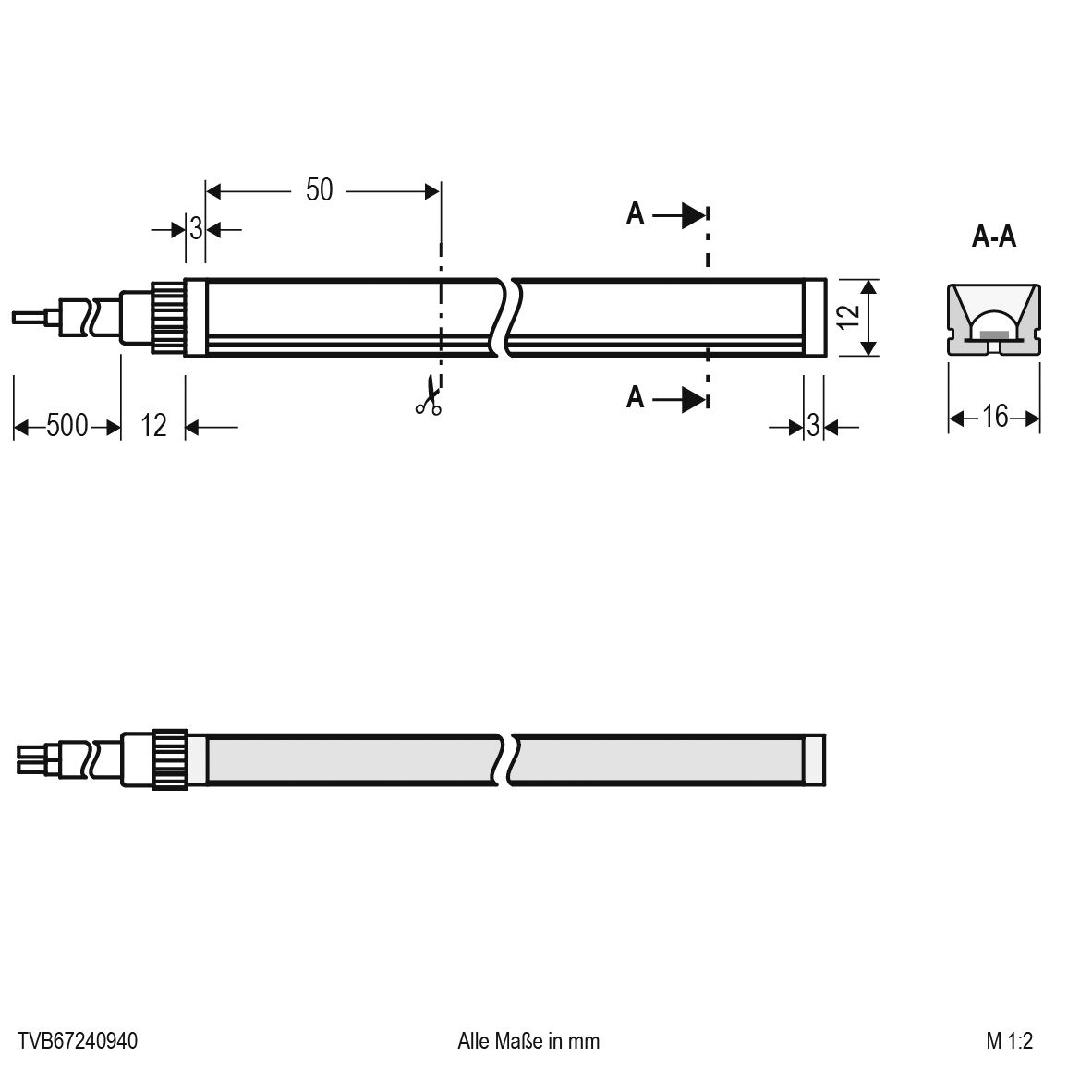 LED-Lichtschlauch 9W/m Neon-Flex 4000K konfekt. ws LED nicht austauschbar IP67