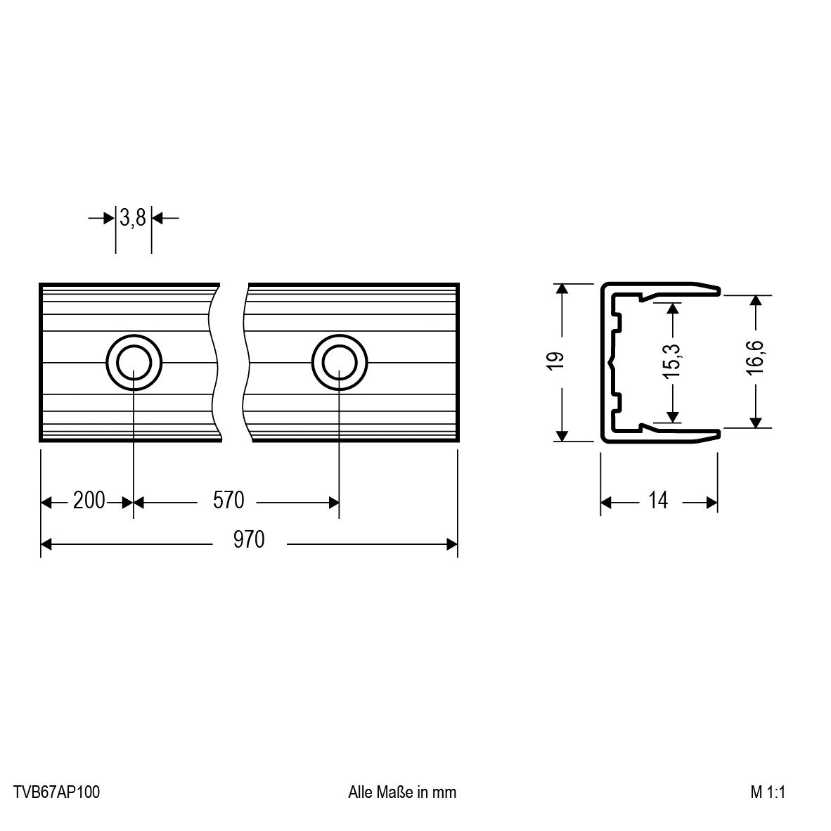 Profil Neon-Flex IP00 970x19x14mm Zubehör