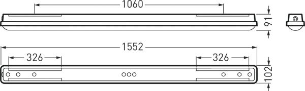 LED-Feuchtraumleuchte 48W 4000K 6300lm gr Konv IP66 Notlicht 1552x102x91mm