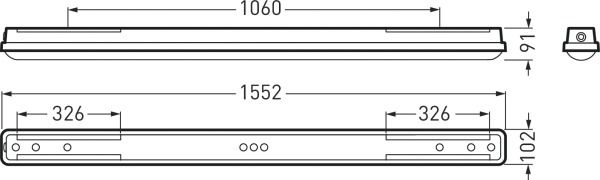 LED-Feuchtraumleuchte 51W 6500K 8200lm gr Konv Dimmung DALI IP66 1552x102x91mm