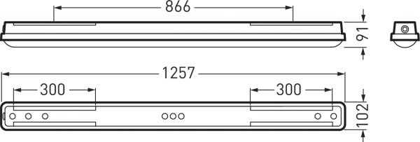 LED-Feuchtraumleuchte 32W 4000K 5200lm gr Konv IP66 1257x102x91mm