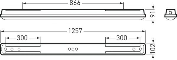 LED-Feuchtraumleuchte 37W 4000K 5100lm gr Konv Dimmung DALI IP66 BWM