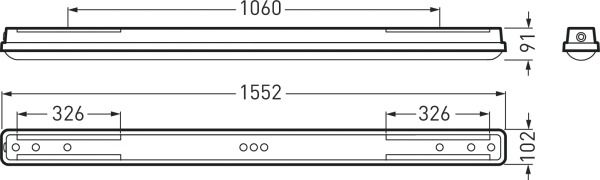 LED-Feuchtraumleuchte 45W 4000K 6300lm gr Konv IP66 1557x102x91mm