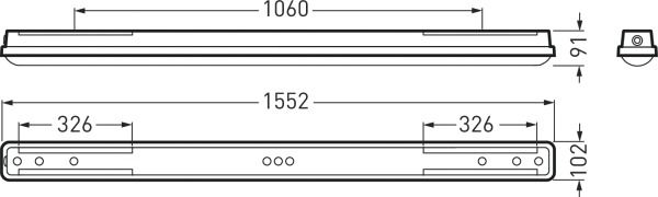 LED-Feuchtraumleuchte 46W 4000K 6300lm gr Konv IP66 BWM 1552x102x91mm