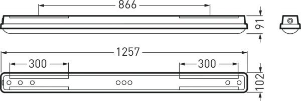 LED-Feuchtraumleuchte 14-48W 4000K Konv 7000lm gr IP66 1257x102x91mm