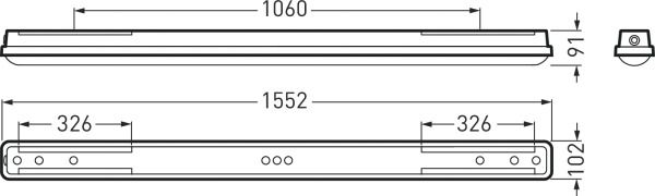 LED-Feuchtraumleuchte 17-55W 4000K Konv 8400lm gr IP66 1552x102x91mm